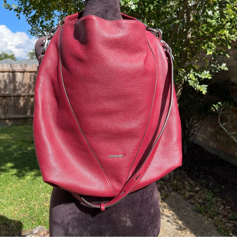 Rebecca Minkoff Moto Hobo Bag Tawny Port Burgundy - Picture 3 of 11